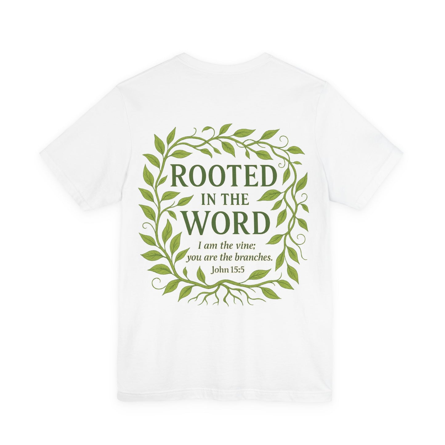 Rooted in the Word Unisex Jersey Tee, Inspirational T-shirt, Christian Gift, Bible Verse Apparel, Faith-Based Clothing, Casual Everyday Wear