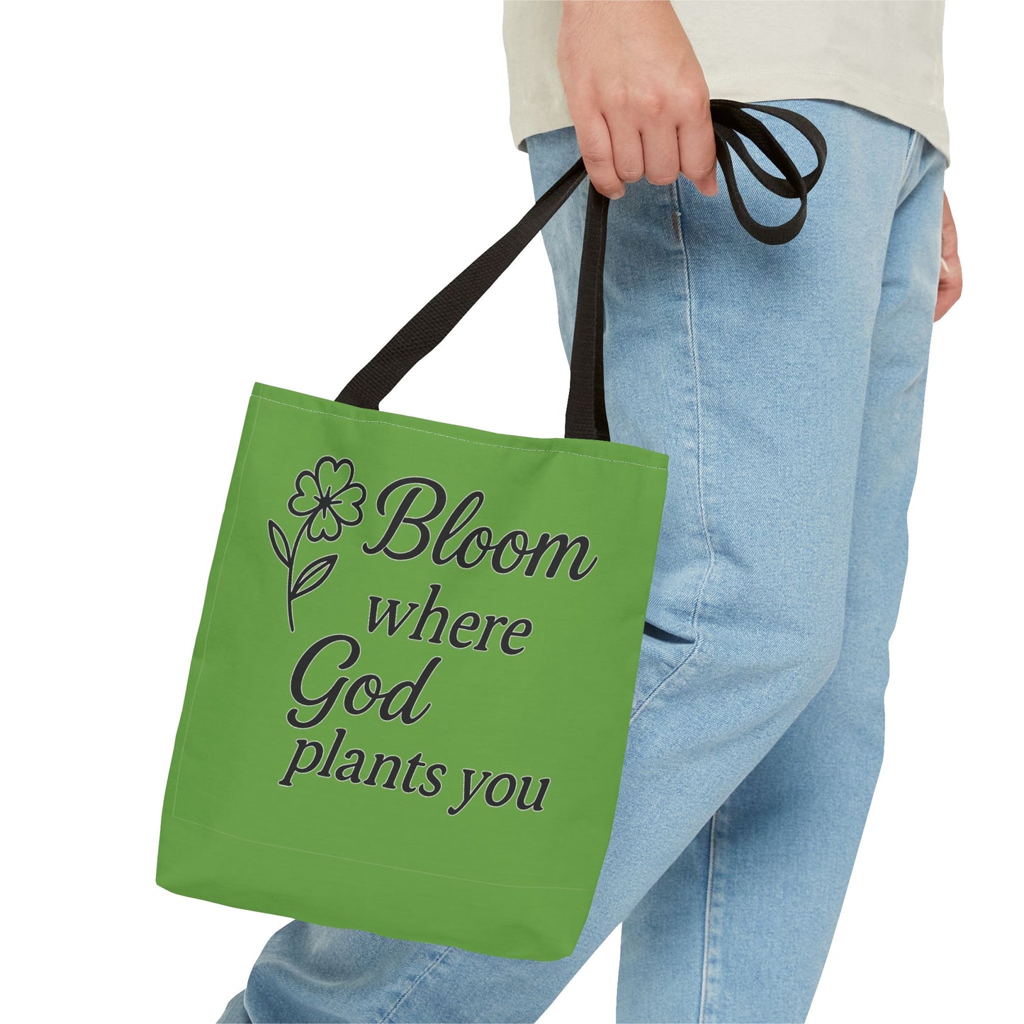 Spiritual Inspirational Tote Bag | Bloom Where God Plants You | Gift for Faith Lovers, Eco-Friendly Bag, Everyday Use, Church, Gardening
