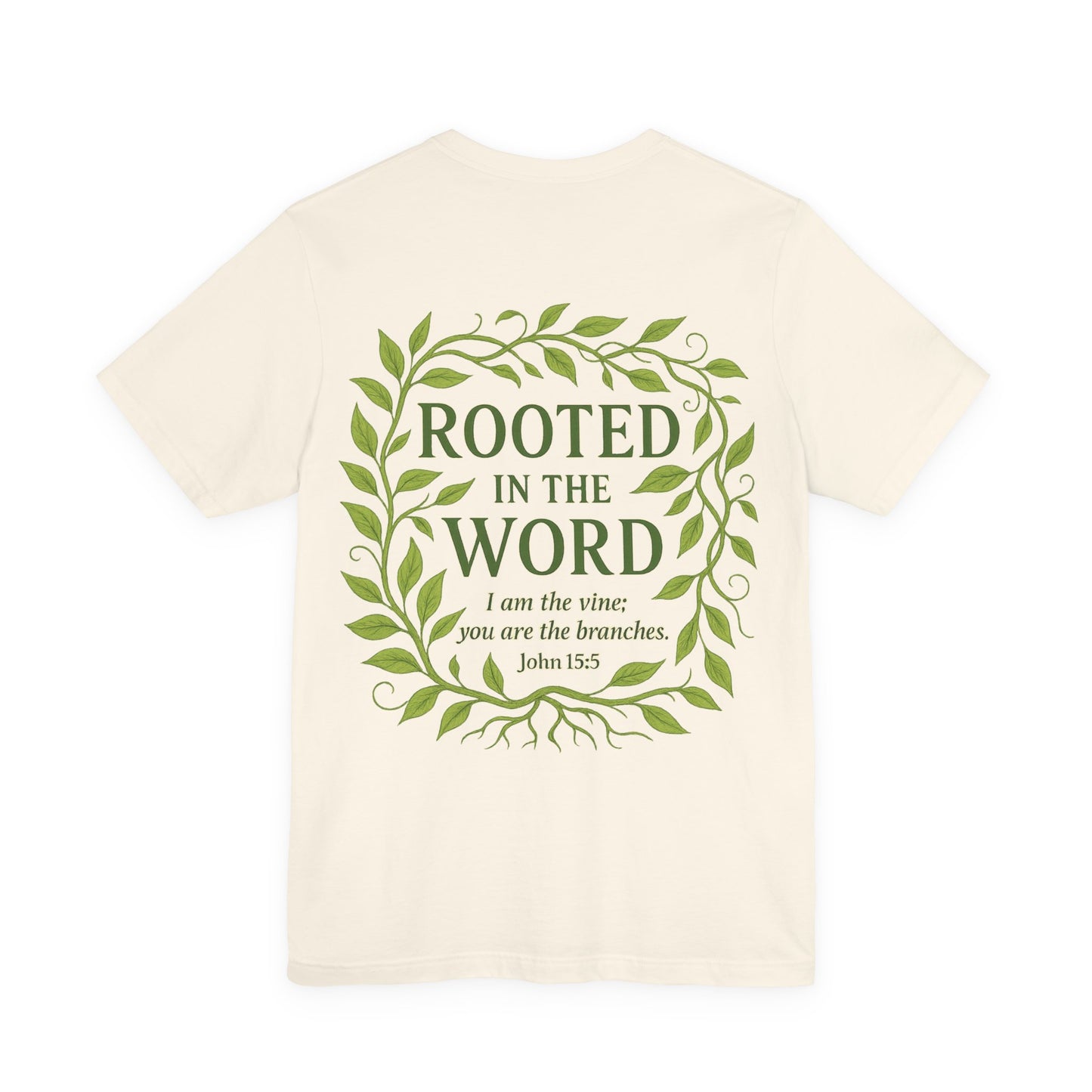 Rooted in the Word Unisex Jersey Tee, Inspirational T-shirt, Christian Gift, Bible Verse Apparel, Faith-Based Clothing, Casual Everyday Wear