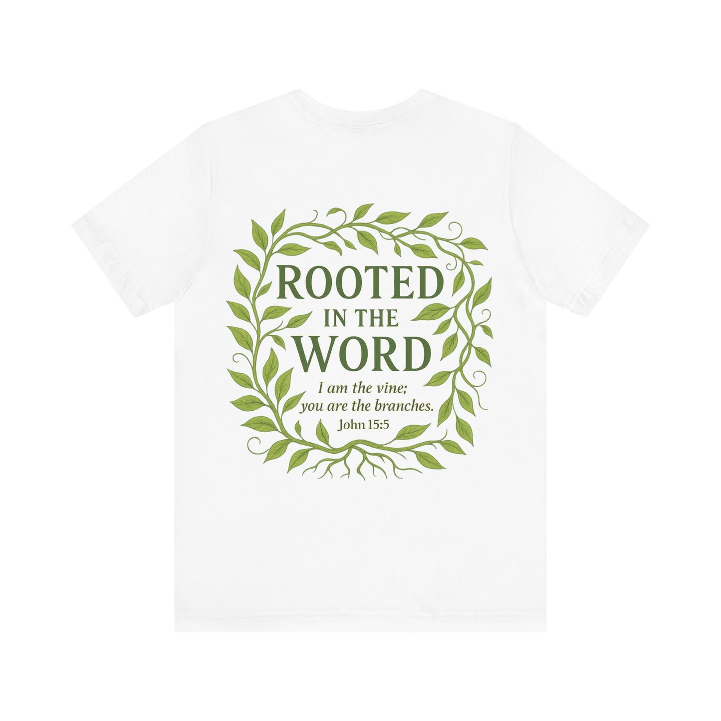 Rooted in the Word Unisex Jersey Tee, Inspirational T-shirt, Christian Gift, Bible Verse Apparel, Faith-Based Clothing, Casual Everyday Wear