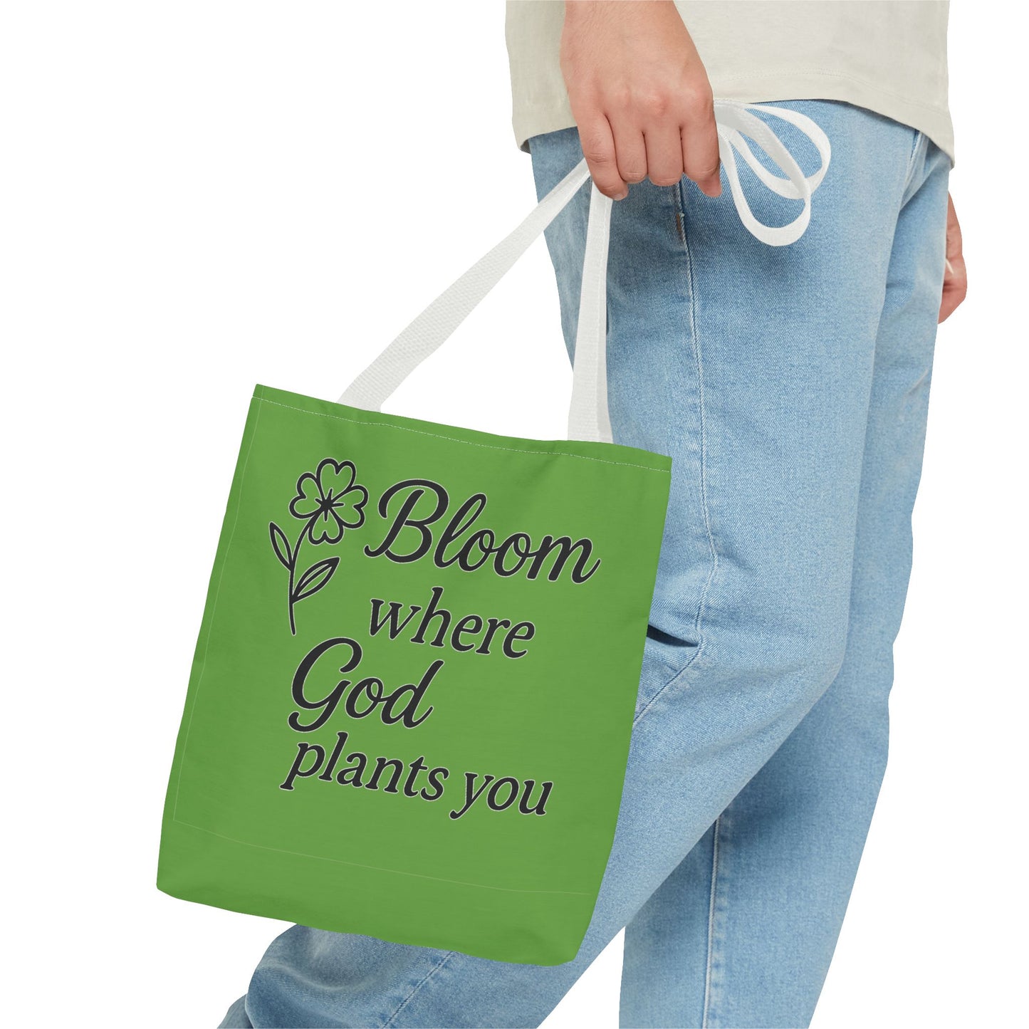 Spiritual Inspirational Tote Bag | Bloom Where God Plants You | Gift for Faith Lovers, Eco-Friendly Bag, Everyday Use, Church, Gardening