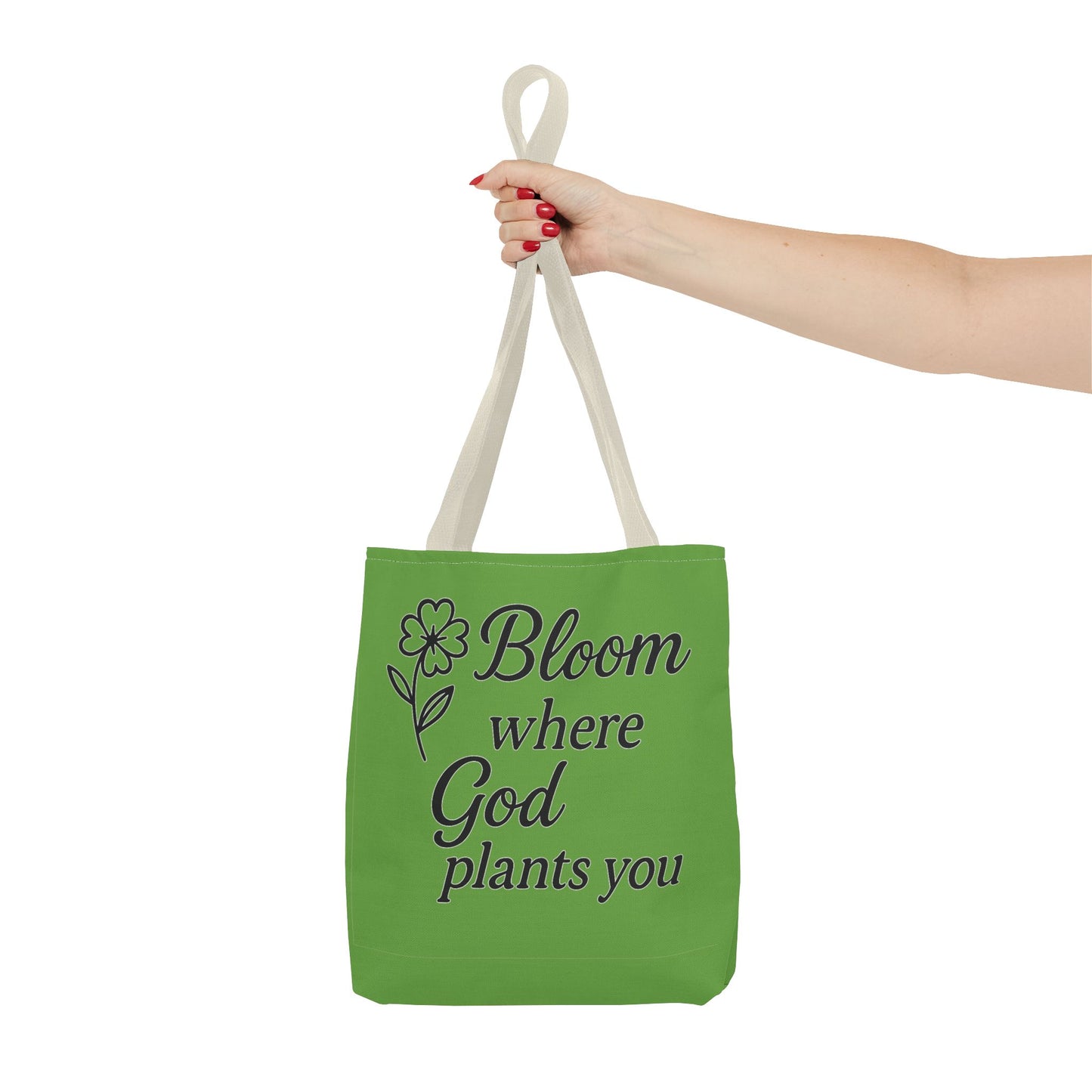Spiritual Inspirational Tote Bag | Bloom Where God Plants You | Gift for Faith Lovers, Eco-Friendly Bag, Everyday Use, Church, Gardening