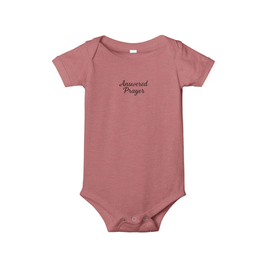 Answered Prayer Infant Jersey One Piece, Baby Bodysuit, Newborn Gift, Christian Baby Outfit, Baby Shower Gift, Toddler Clothing