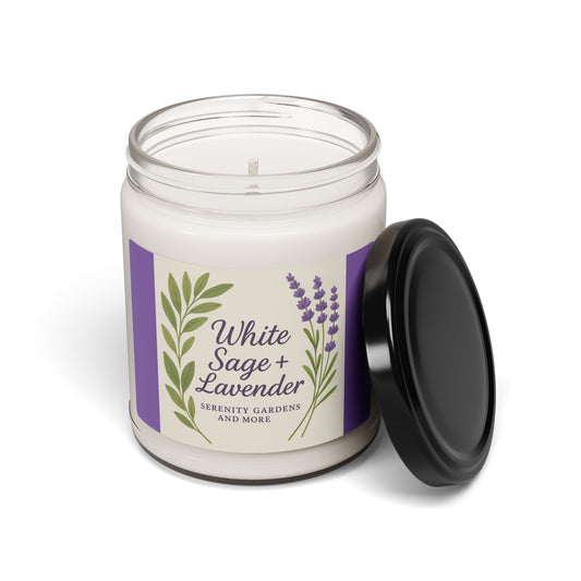 Relaxing White Sage + Lavender Soy Candle, Aromatherapy Gift, Home Decor, Eco-Friendly Candle, Calming Fragrance