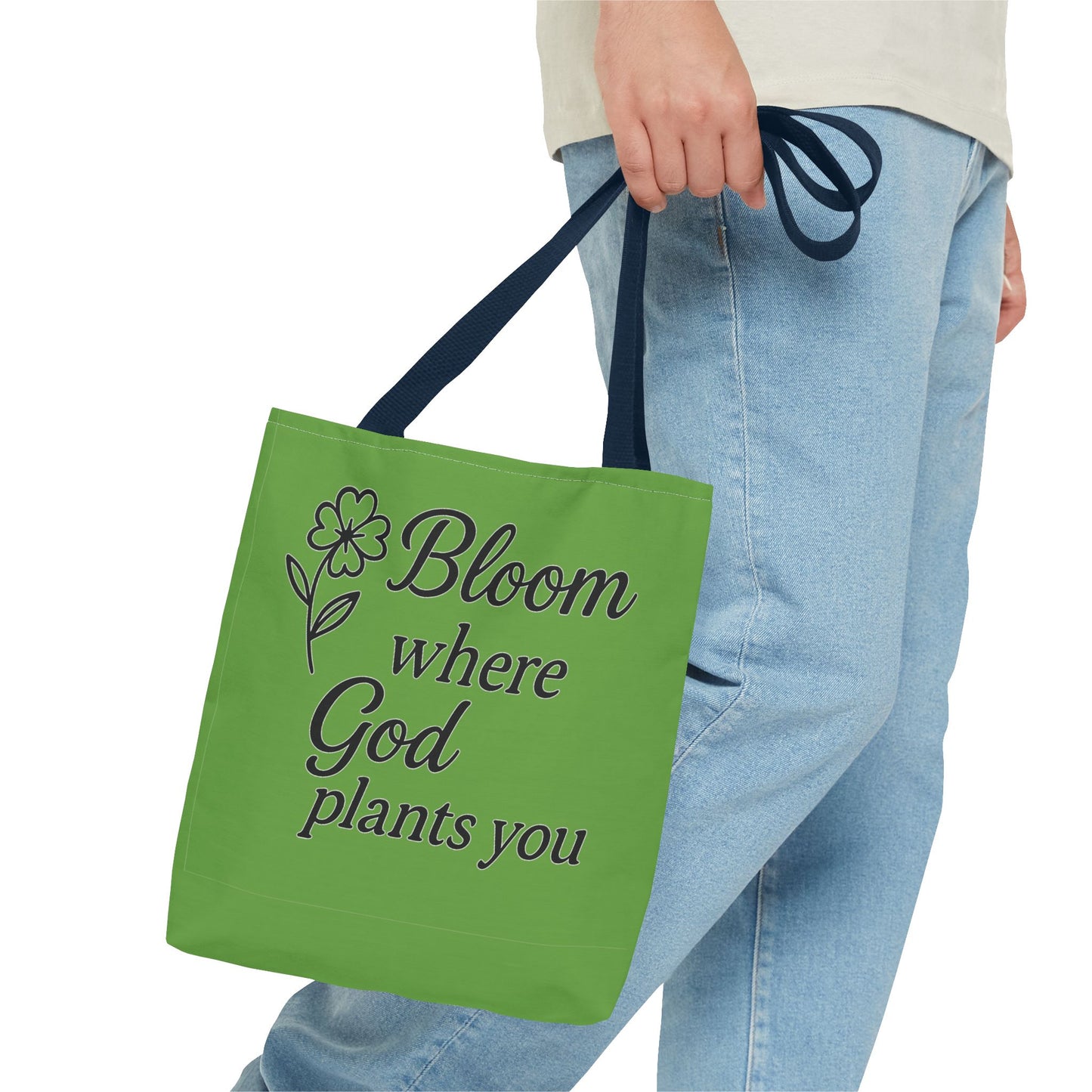 Spiritual Inspirational Tote Bag | Bloom Where God Plants You | Gift for Faith Lovers, Eco-Friendly Bag, Everyday Use, Church, Gardening