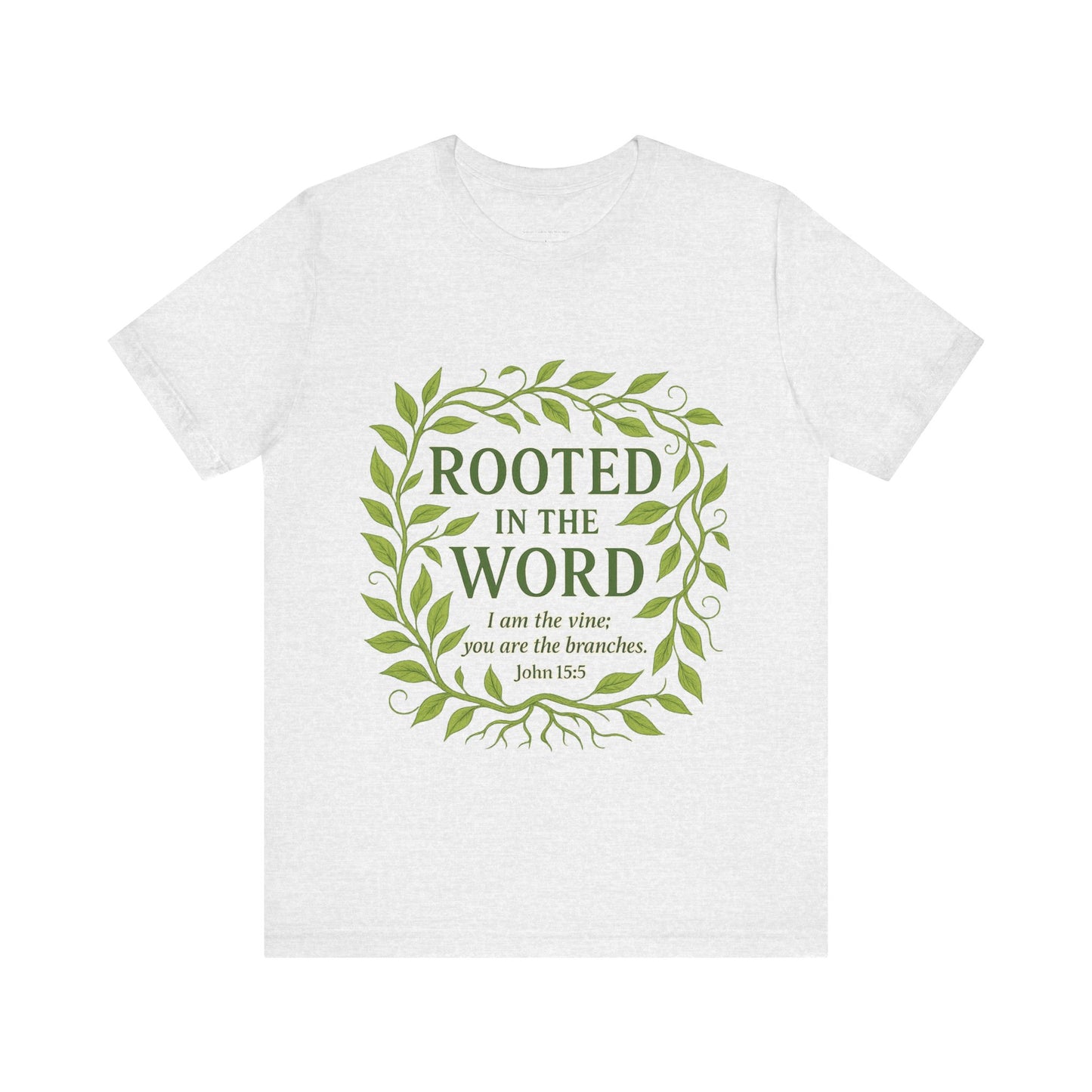 Rooted in the Word Unisex Jersey Tee, Inspirational T-shirt, Christian Gift, Bible Verse Apparel, Faith-Based Clothing, Casual Everyday Wear