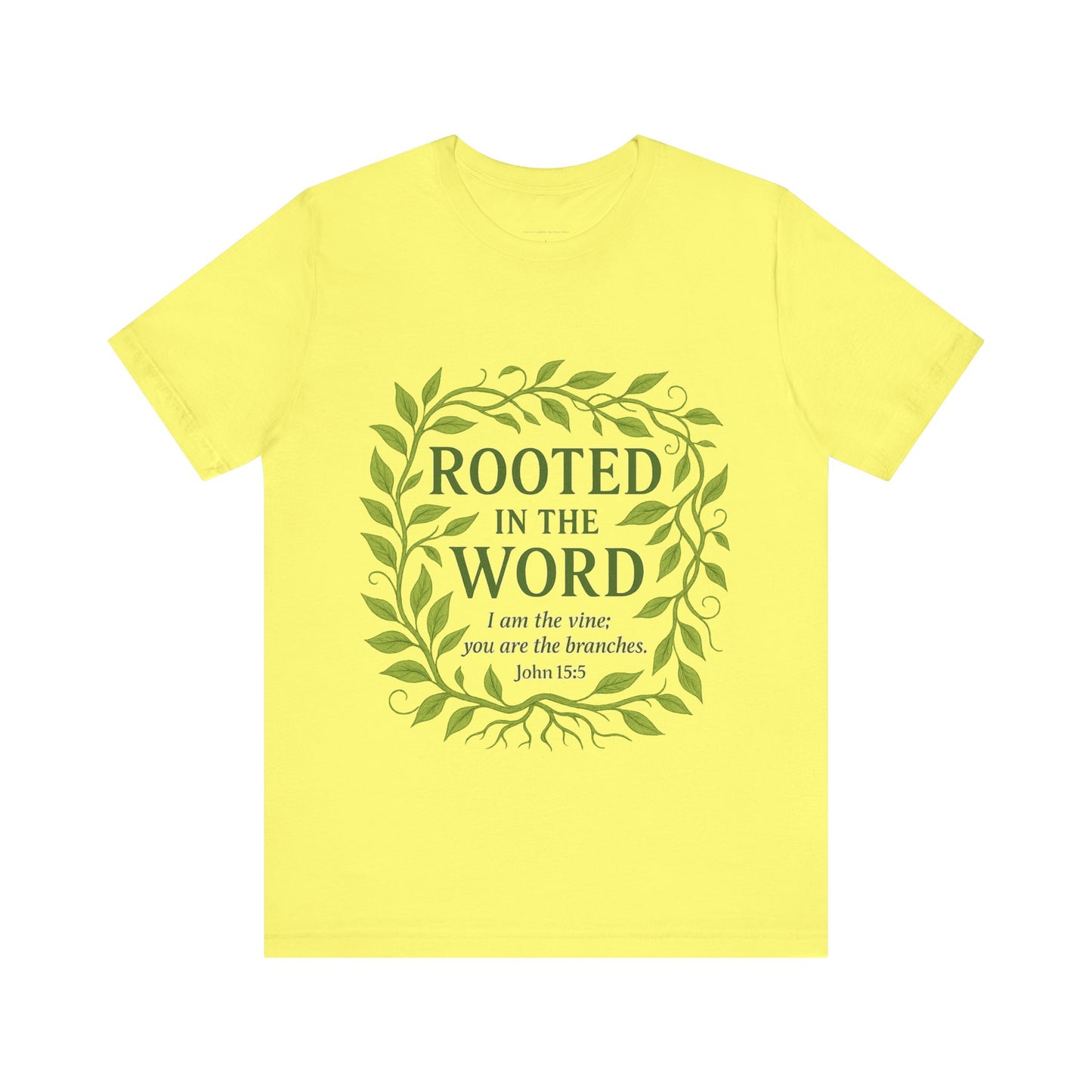 Rooted in the Word Unisex Jersey Tee, Inspirational T-shirt, Christian Gift, Bible Verse Apparel, Faith-Based Clothing, Casual Everyday Wear
