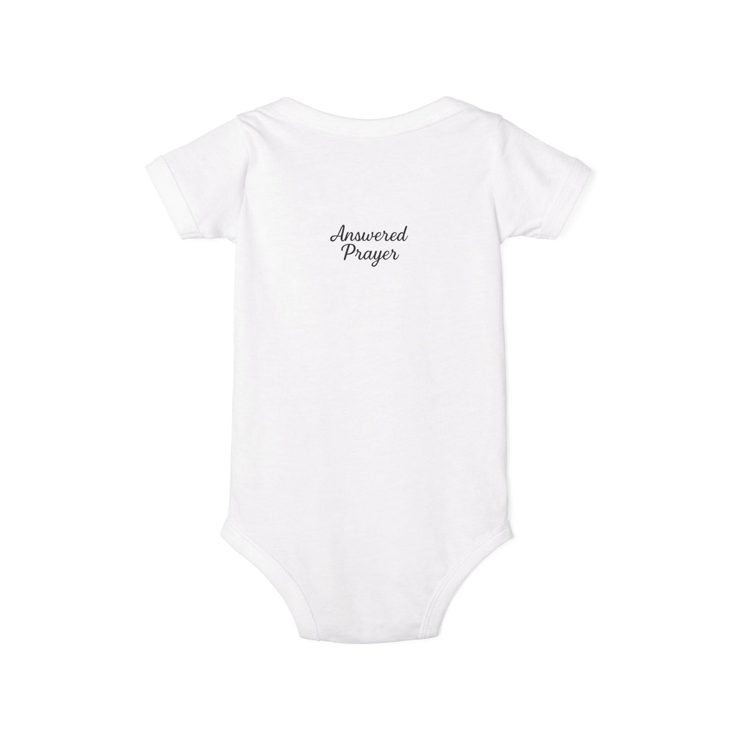 Answered Prayer Infant Jersey One Piece, Baby Bodysuit, Newborn Gift, Christian Baby Outfit, Baby Shower Gift, Toddler Clothing
