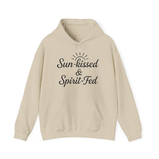 Sun-kissed & Spirit-Fed Hoodie, Cozy Unisex Sweatshirt, Perfect for Beach Days, Summer Vibes, Relaxation Apparel, Gift for Nature Lovers