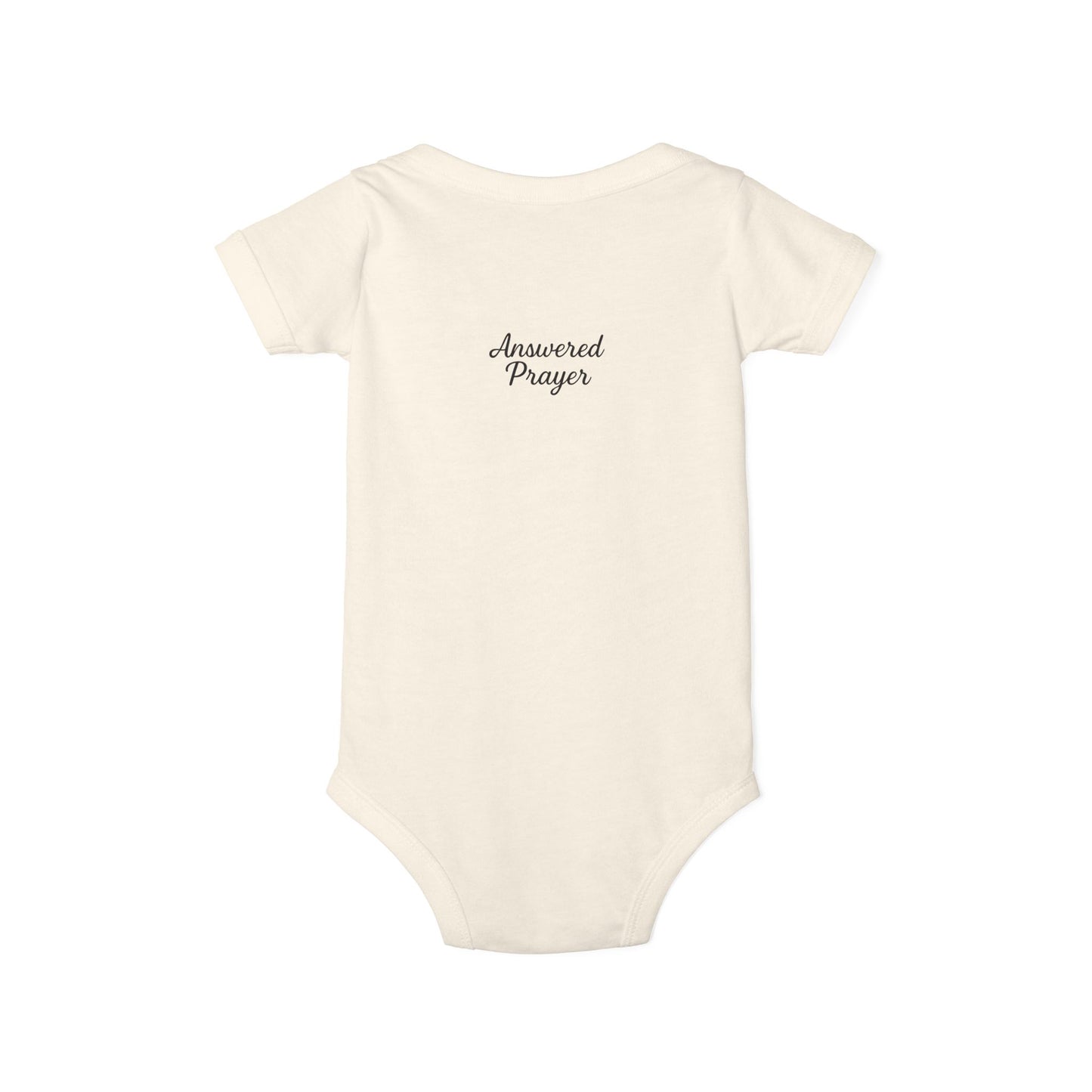 Answered Prayer Infant Jersey One Piece, Baby Bodysuit, Newborn Gift, Christian Baby Outfit, Baby Shower Gift, Toddler Clothing