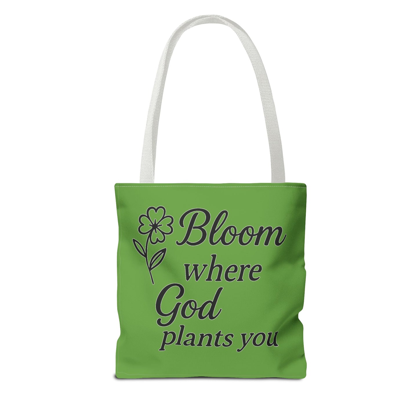 Spiritual Inspirational Tote Bag | Bloom Where God Plants You | Gift for Faith Lovers, Eco-Friendly Bag, Everyday Use, Church, Gardening