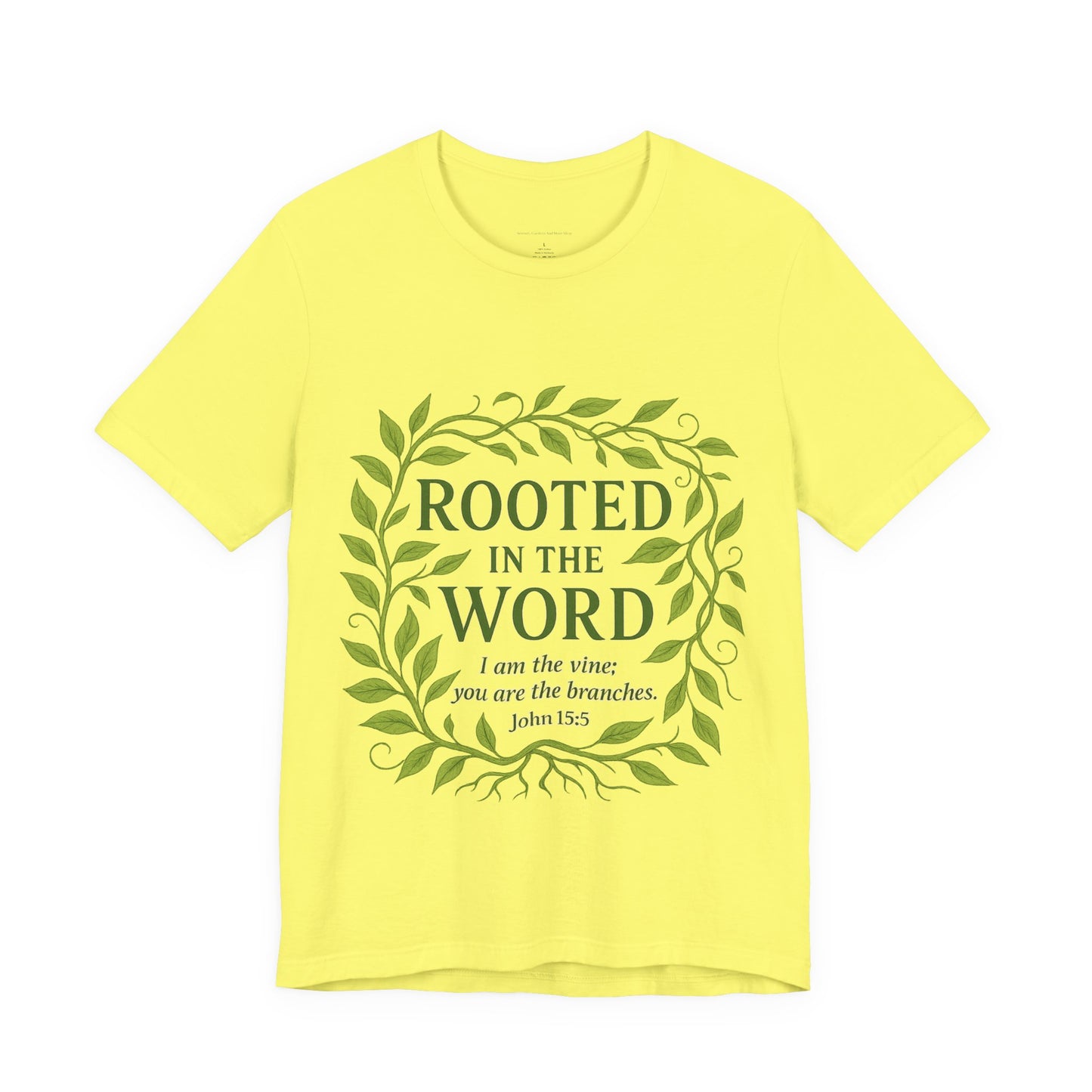 Rooted in the Word Unisex Jersey Tee, Inspirational T-shirt, Christian Gift, Bible Verse Apparel, Faith-Based Clothing, Casual Everyday Wear