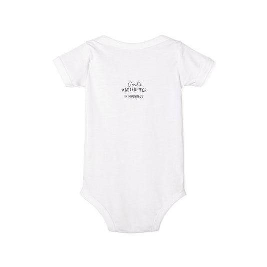 God's Masterpiece Infant Jersey One Piece, Baby Bodysuit, Cute Baby Gift, Newborn Outfit, Gift for Baby Shower, Christening Attire