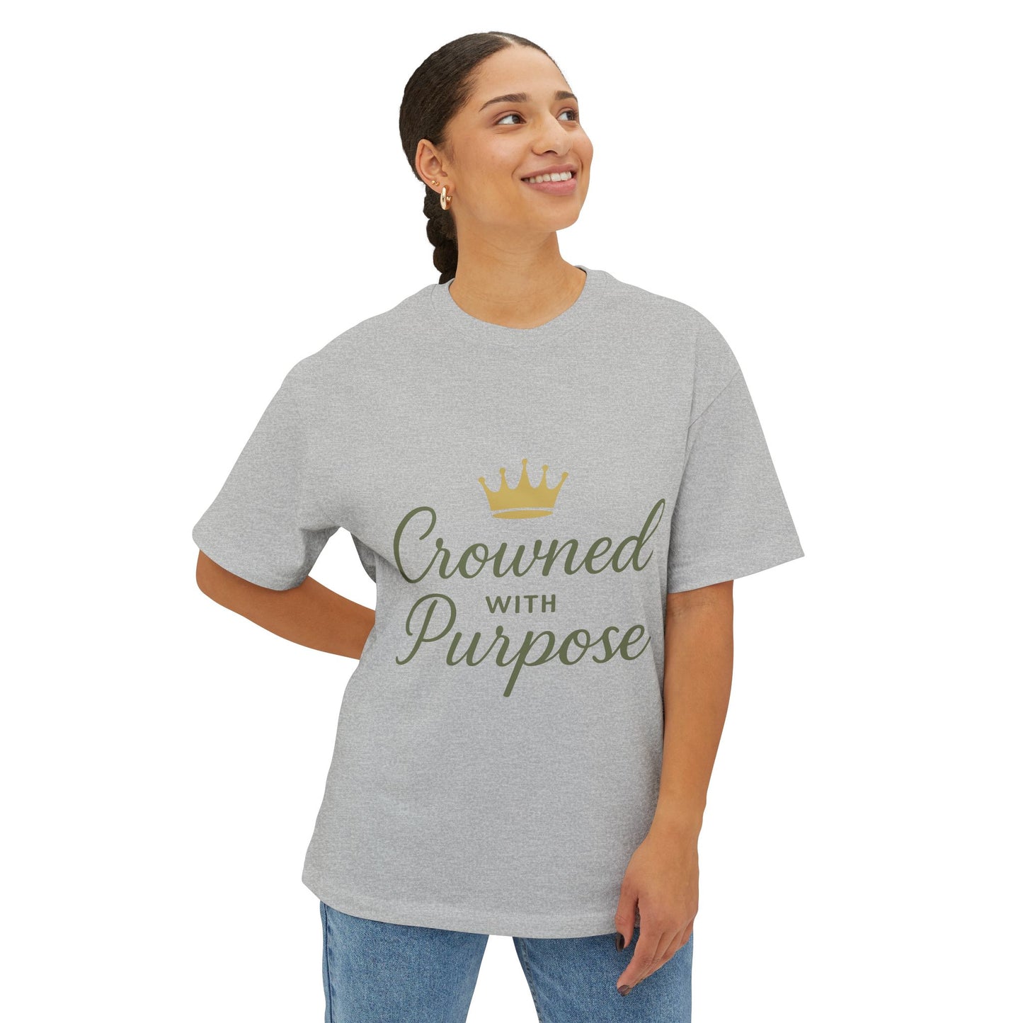 Crowned with Purpose Unisex Oversized Boxy Tee, Comfortable Everyday Wear, Inspirational Gift, Casual Layering Top, Relaxed Fit T-Shirt
