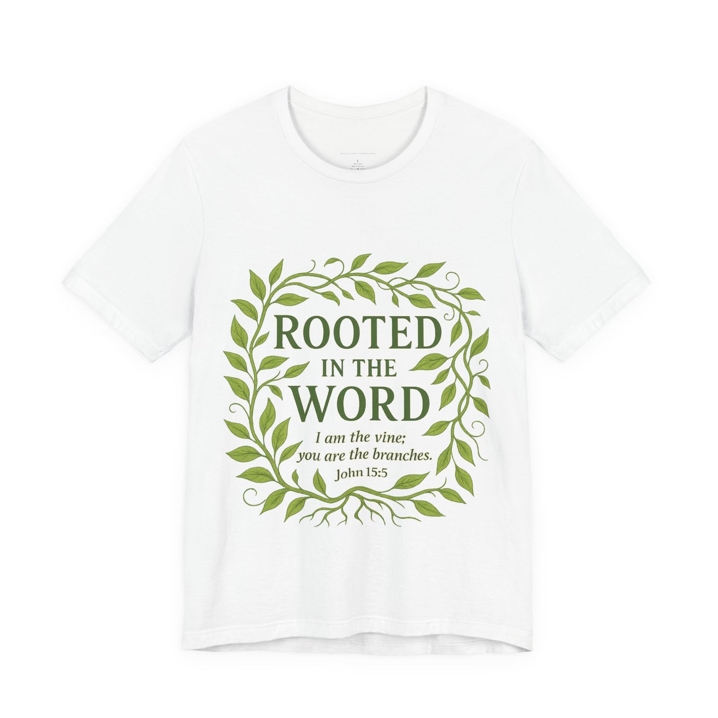 Rooted in the Word Unisex Jersey Tee, Inspirational T-shirt, Christian Gift, Bible Verse Apparel, Faith-Based Clothing, Casual Everyday Wear