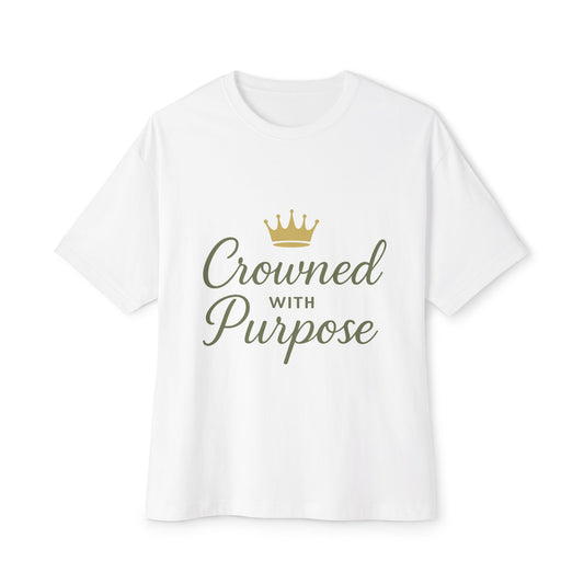 Crowned with Purpose Unisex Oversized Boxy Tee, Comfortable Everyday Wear, Inspirational Gift, Casual Layering Top, Relaxed Fit T-Shirt