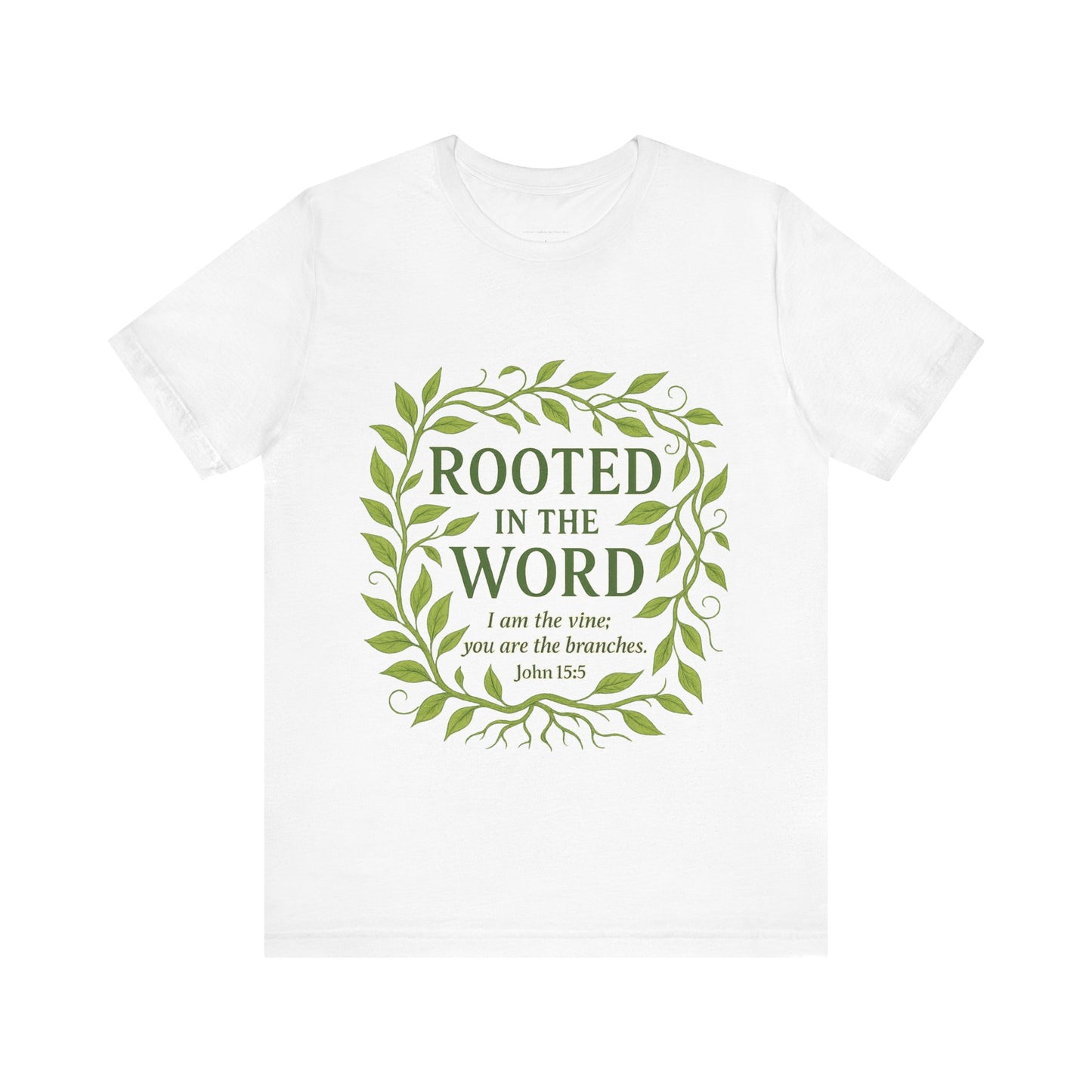Rooted in the Word Unisex Jersey Tee, Inspirational T-shirt, Christian Gift, Bible Verse Apparel, Faith-Based Clothing, Casual Everyday Wear