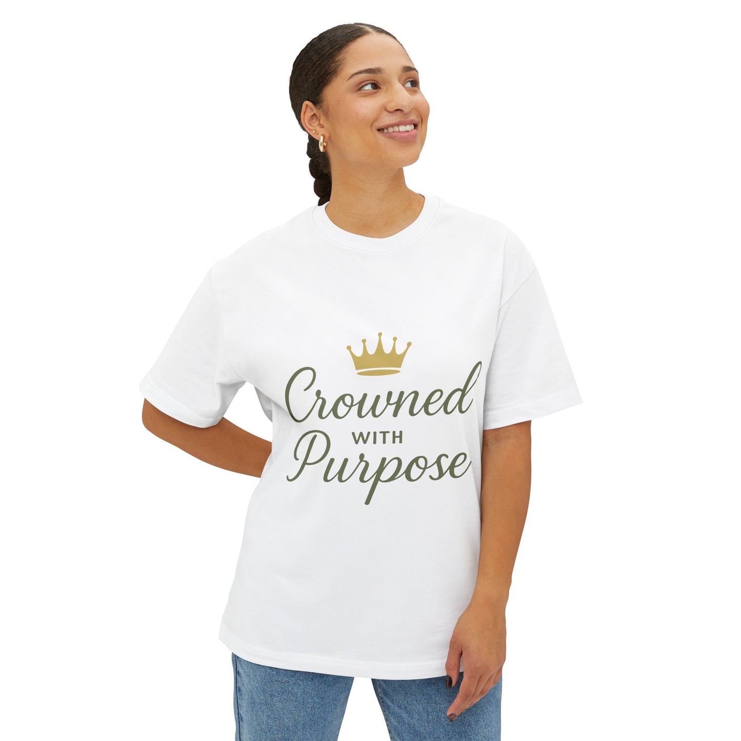 Crowned with Purpose Unisex Oversized Boxy Tee, Comfortable Everyday Wear, Inspirational Gift, Casual Layering Top, Relaxed Fit T-Shirt