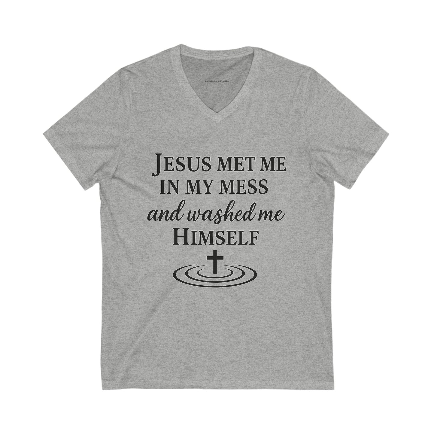 Faith-Inspired V-Neck Tee, Jesus Message Shirt, Christian Apparel, Inspirational Gift, Unisex Spiritual Tee