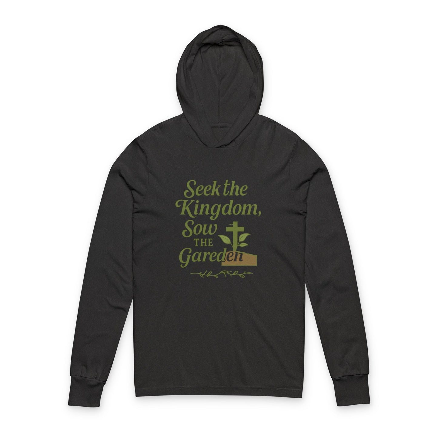 Unisex Hooded Long Sleeve Tee - "Seek the Kingdom, Sow the Garden" Inspirational Apparel, Christian Gift, Cozy Casual Wear, Gardening [...]