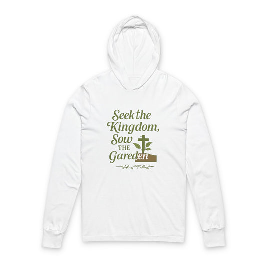 Unisex Hooded Long Sleeve Tee - "Seek the Kingdom, Sow the Garden" Inspirational Apparel, Christian Gift, Cozy Casual Wear, Gardening [...]
