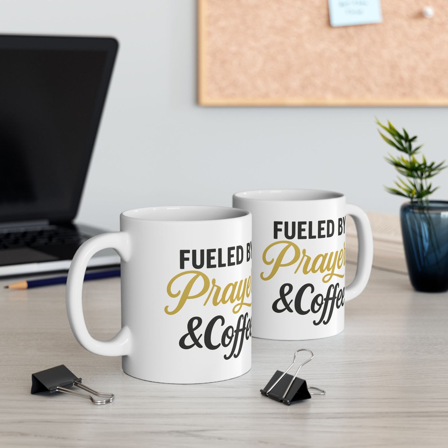 Fueled by Prayer & Coffee Mug - Inspirational Ceramic Coffee Cup for Faith, Motivation, Gifts, Relaxation, 11oz, 15oz