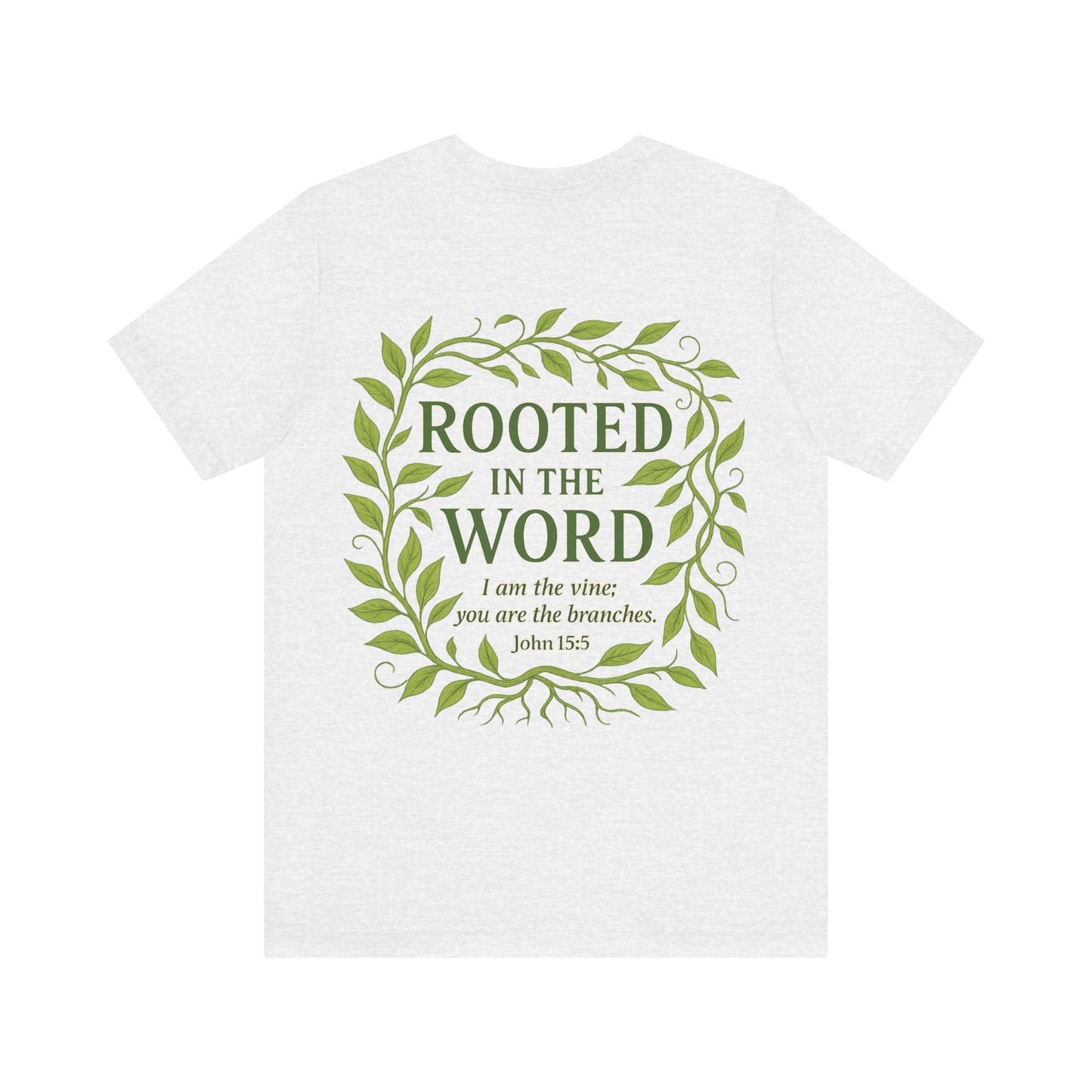 Rooted in the Word Unisex Jersey Tee, Inspirational T-shirt, Christian Gift, Bible Verse Apparel, Faith-Based Clothing, Casual Everyday Wear