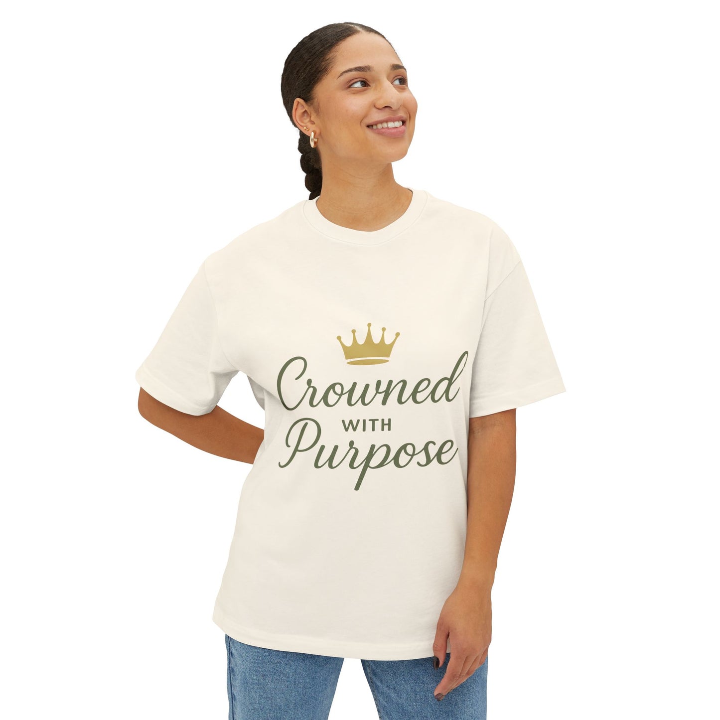 Crowned with Purpose Unisex Oversized Boxy Tee, Comfortable Everyday Wear, Inspirational Gift, Casual Layering Top, Relaxed Fit T-Shirt